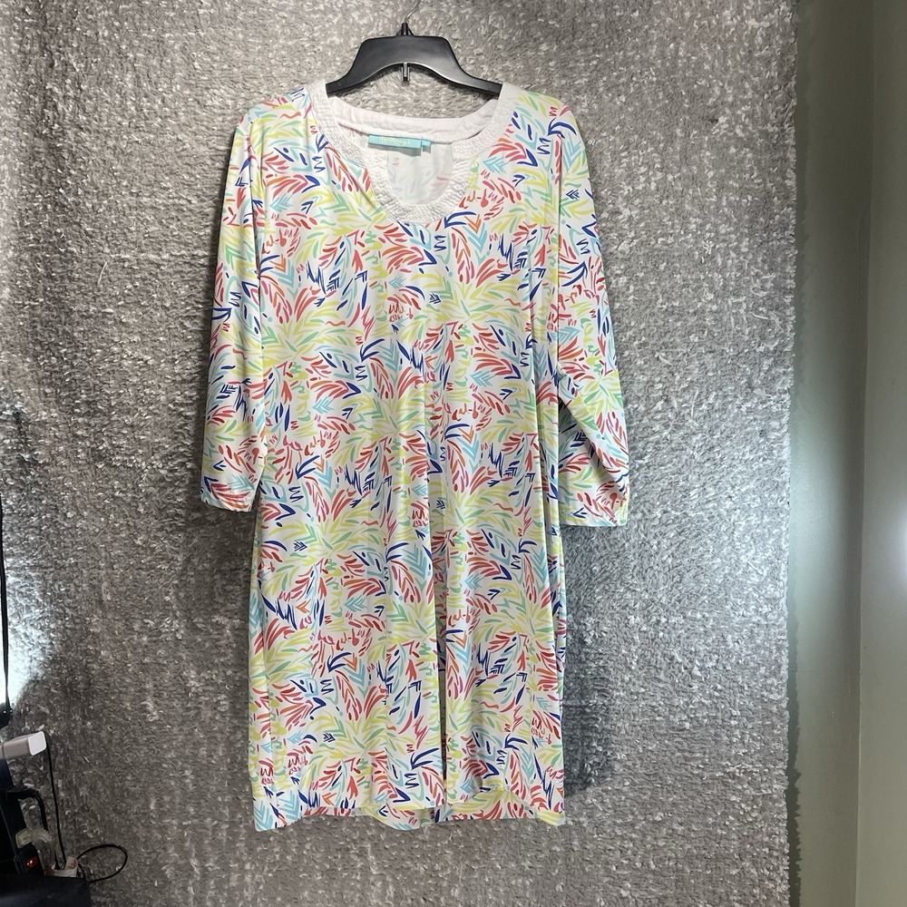 Anthonys Resort Shift Dress Xl Nylon Performance Sun Protection Colorful‎ Preppy